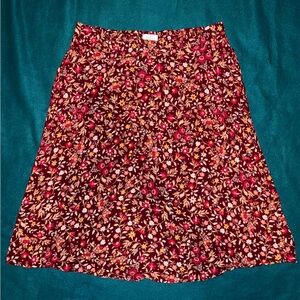 Croft & Barrow Red Floral A-Line Knee-Length Skirt Casual